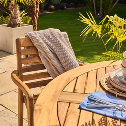 Cotswold Acacia Wood Round Dining Table £439 & Cotswold Acacia Wood Armchair £219