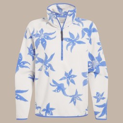 Reedmace Half Zip in Vinca Blue Print £50.00