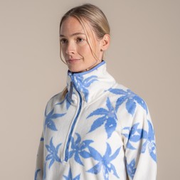 Reedmace Half Zip in Vinca Blue Print £50.00