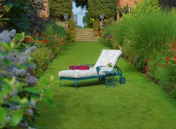 Oxleys National Trust Octavia Sunlounger with coffee table in Cobalt Blue