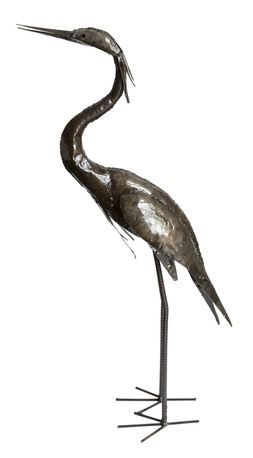 Upright heron sculpture