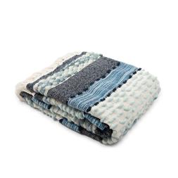 Coastal stripes textured throw, blue