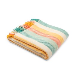 National Trust fishbone throw, multi-colour stripe, flora