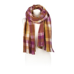National Trust Rust, Ochre and Pink Light Woven Small Check Scarf_gbp_25