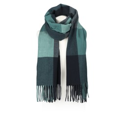National Trust Navy and Green Woven Check Scarf_gbp_28