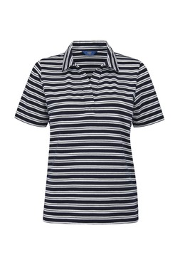 Collared Short Sleeve Stripe Jersey Top in Navy (AA15894) Available from February 5th
