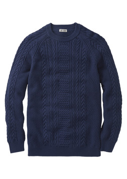 Cotton Textured Cable Crew Neck Jumper Dark Sky £38 (AL11877)- EMBARGOED UNTIL 20TH AUGUST 2026