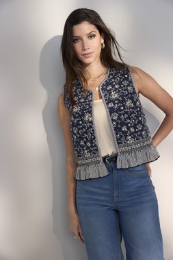 FLORAL FRONT TIE CROPPED WAISTCOAT £42