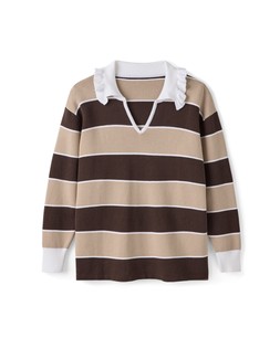 Frill Collar Knitted Rugby Shirt Brown £40 (Available from July)