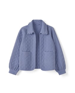 Sea Glass Frill Collar Quilted Jacket Baby Blue £69.00