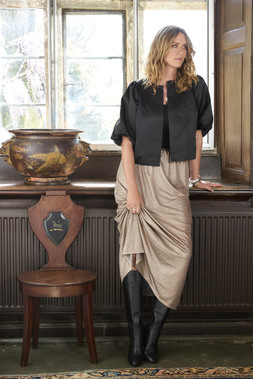Volume Sleeve Jacket £45 & Shimmer Maxi Skirt £49 (Available from September)