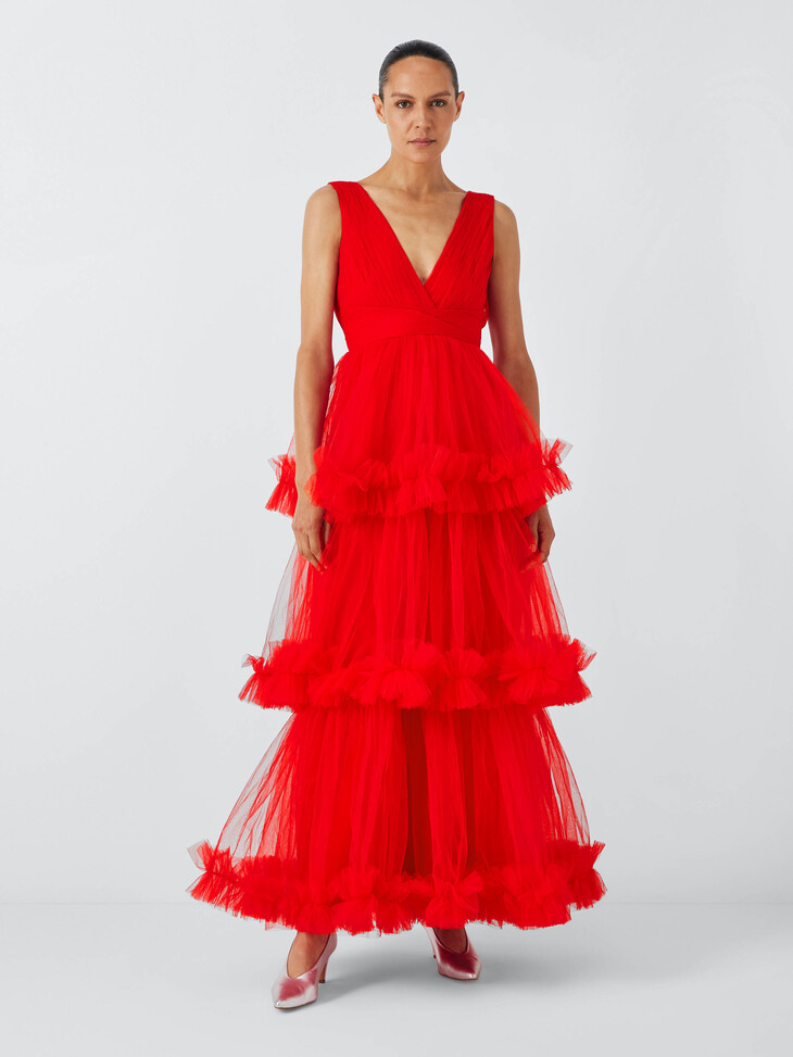john lewis amp- partners-lace beads neddin maxi dress- red- 100-ref1982837