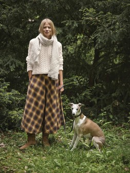 FatFace Bryony Cable Jumper, £59, Freya Check Midi Skirt, £55, Gingham Scarf, £29.50