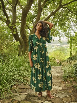 FatFace, Paige Floral Midi Dress, £69, Lazer Cut Sandals, £45.50