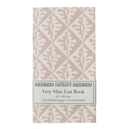 Very Slim List Book Oak Leaves in Pale Pink