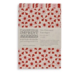 Packet of Ten Patterned Envelopes in Alhambra Red and Pink