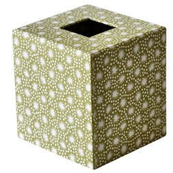 A Square Tissue Box Cover in Animalcules Bawden Green