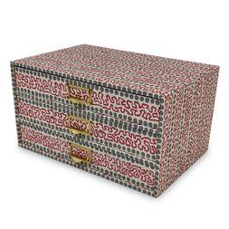 A Flight of Charleston Patterned Paper-Covered Collector's Drawers