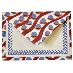 Ten Postcards with Patterned Border in Scumble Blue