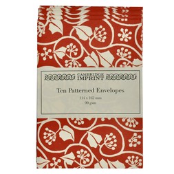 Packet of Ten Patterned Envelopes in Small Ivy Stripe Red