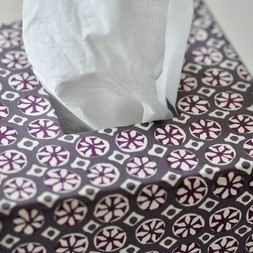 A Square Tissue Box Cover in Sea Urchin French Lavender
