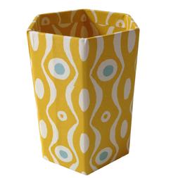 Hexagonal Pencil Persephone Pot Mustard and Turquoise