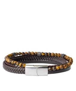 Mens Brown Layered Plaited Bracelet, £25