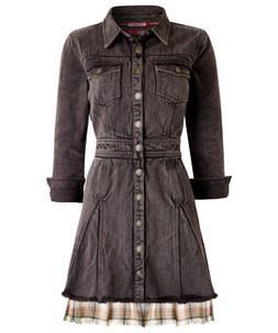 WF740A 2 Chrissie Check Layered Denim Mini Dress £65
