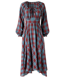 WF754A Daphne Check Dippy Hem Maxi Dress £65