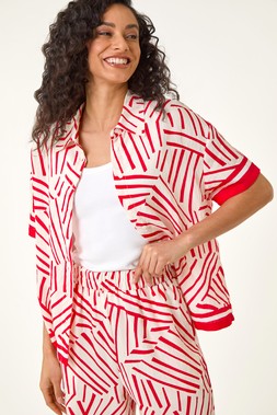 Dusk Red Geometric Buttoned Shirt