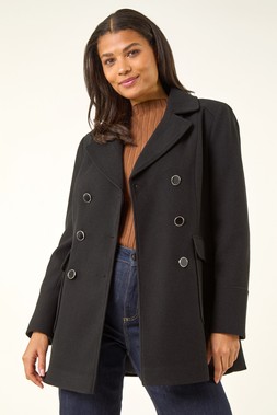 Roman Black Double Breasted Smart Coat