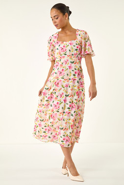 Roman Petite Floral Midi Dress