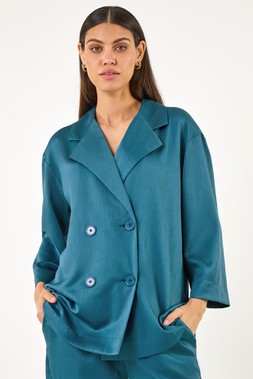 Roman Teal Relaxed Textured Blazer