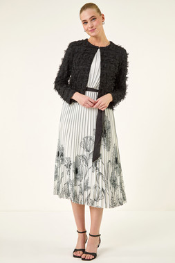 Roman Black Textured Edge To Edge Jacket