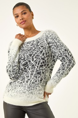 Roman Ivory Mosaic Print Fluffy Jumper
