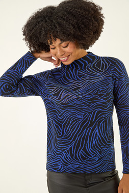 Roman Blue Animal Sequin Knit Jumper