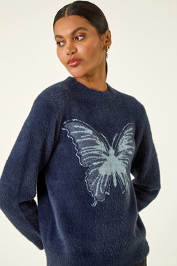 Roman Navy Butterfly Crew Neck Knit Jumper