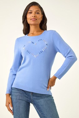 Roman Blue Stitch Heart Knit Jumper