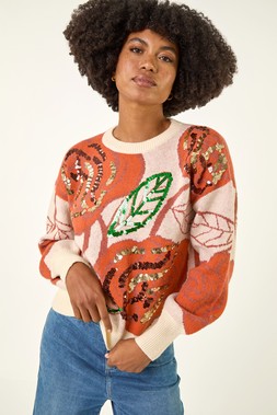 Roman Ivory Sparkly Floral Knit Jumper
