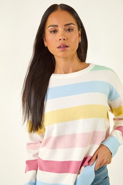 Roman Petite Ivory Stripe Knit Jumper