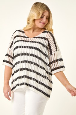 Roman Curve Black Crochet Knitted Top