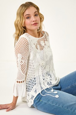 Dusk Ivory Floral Crochet Top