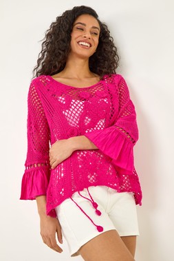 Dusk Magenta Floral Crochet Top