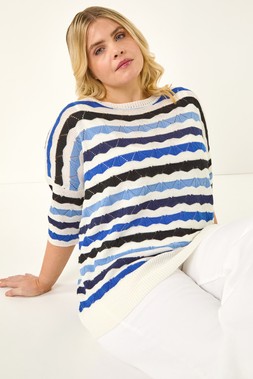 Roman Curve Blue Wave Stripe Jumper