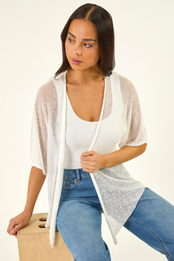 Petite White Textured Cardigan