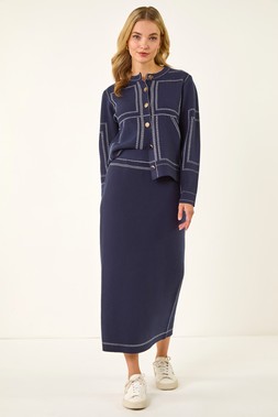 Dusk Navy Contrast Stitch Skirt