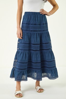Roman Petite Lace Trim Maxi Skirt
