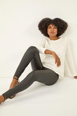 Roman Black Coated Faux Leather Jeggings