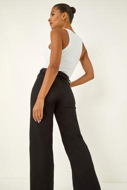 Roman Black Wide Leg Stretch Denim Jeans