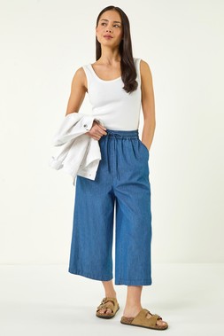 Roman Petite Indigo Washed Denim Look Trouser